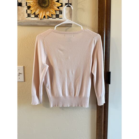 Vtg Dainty Express Silk Cashmere Sz Small Cardigan PinkSweater Rhinestone Button - Picture 2 of 11